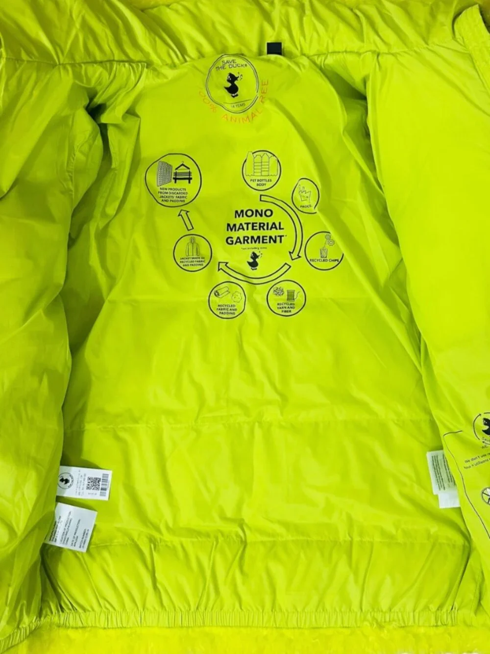 Save The Duck Girl's Sz 14 Thisbe Quilted Fluffy Fleece Yellow Green Jacket NEW